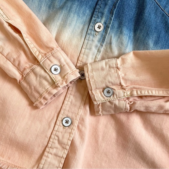 Free People Boho Button Down Ombré Denim Western Shirt - Picture 13 of 15